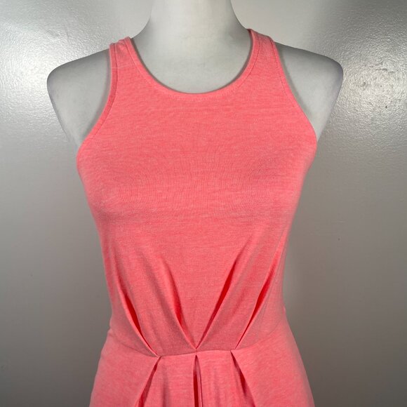 Everly Coral Pink Crew Neck Pleated Waist Sleeveless Knee-length Tank Dress S - Picture 3 of 14